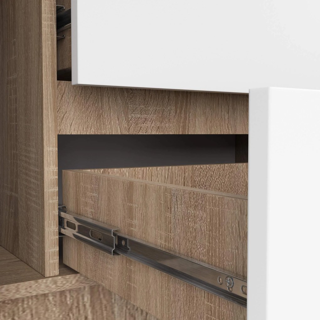 Komoda Kryštof 140 cm 2 skrinky a 4 zásuvky dub sonoma/biela