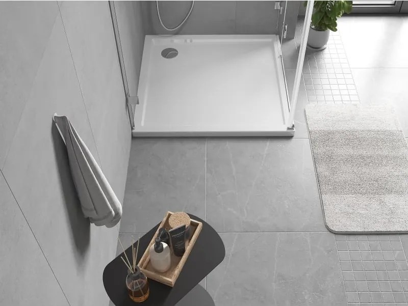 Mexen Flow Slim, štvorcová sprchová vanička 85 x 85 cm, biela lesklá, 46S108585