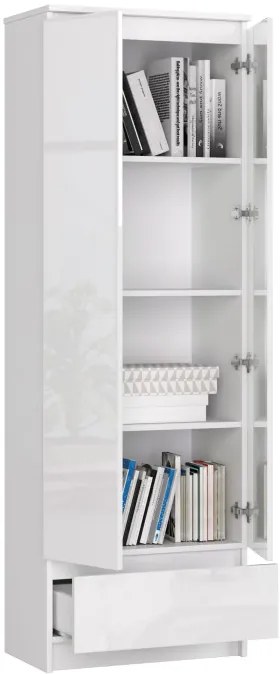 Uzavretý regál R60 2D 1SZ CLP biely / biely lesk
