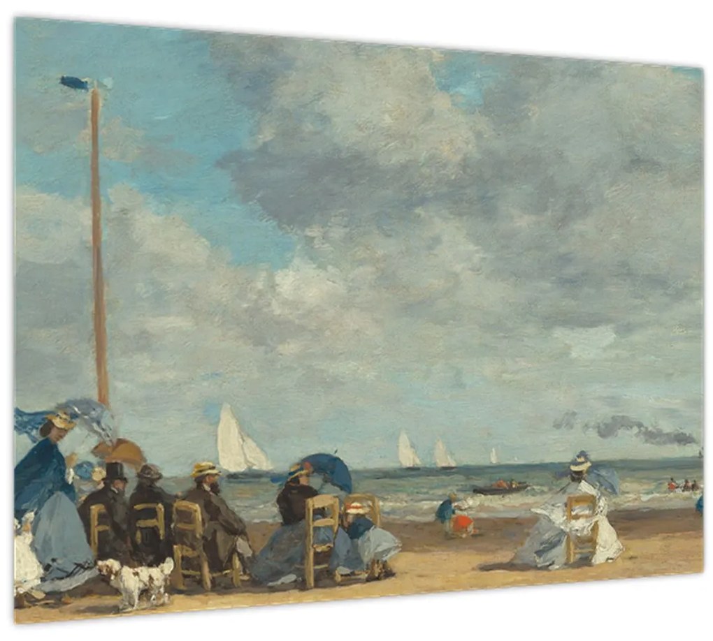 Obraz - Eugène Boudin, Beach at Trouville, reprodukcia (70x50 cm)