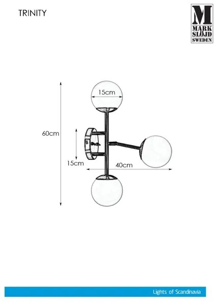 Markslöjd 108253 - Nástenné svietidlo TRINITY 3xG9/20W/230V zlatá/šedá