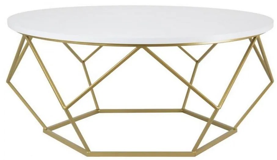 HowHomely Konferenčný stolík DIAMOND 41,5x90 cm zlatá/biela 10-1562-90-GW-MDF