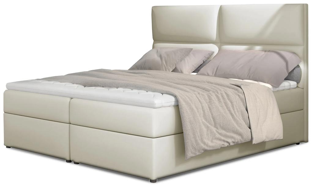 drevko Manželská čalúnená posteľ Amber - Soft 33 - 140 x 200 cm, Krémová