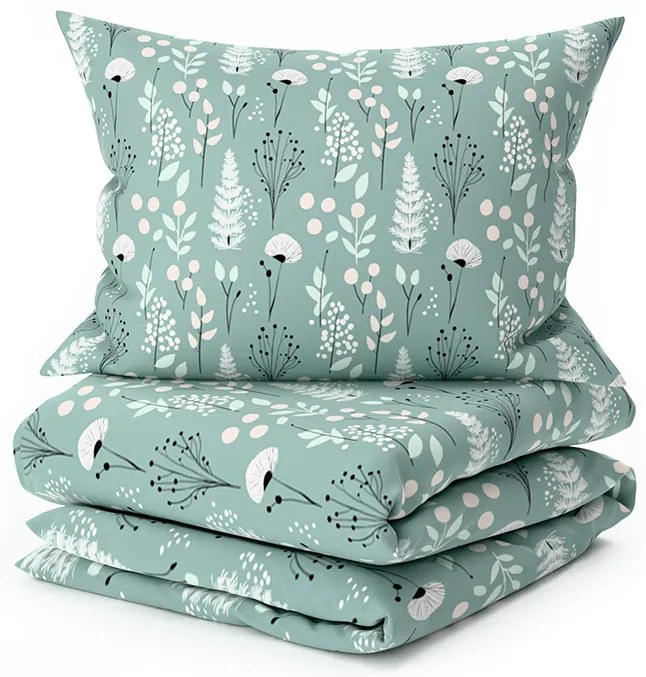 Bavlnené obliečky WILD FLOWERS mentolové Rozmer obliečky: 70 x 90 cm | 140 x 220 cm