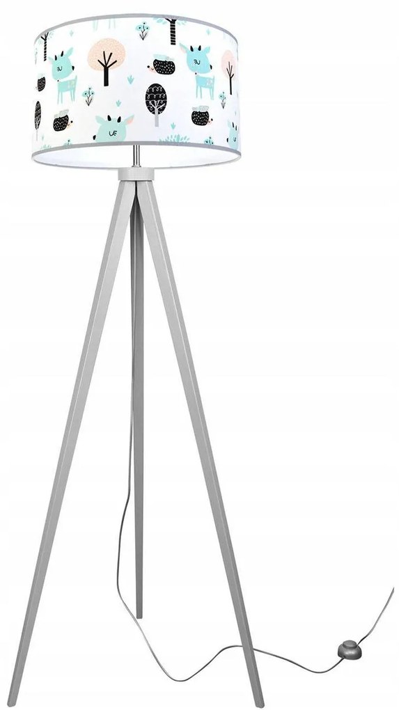 Detská stojacia lampa Bambi, 1x textilné tienidlo so vzorom, (výber z 2 farieb konštrukcie)