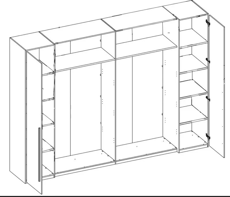Šatníková skriňa Mega, 312 cm, dub wotan/šedá