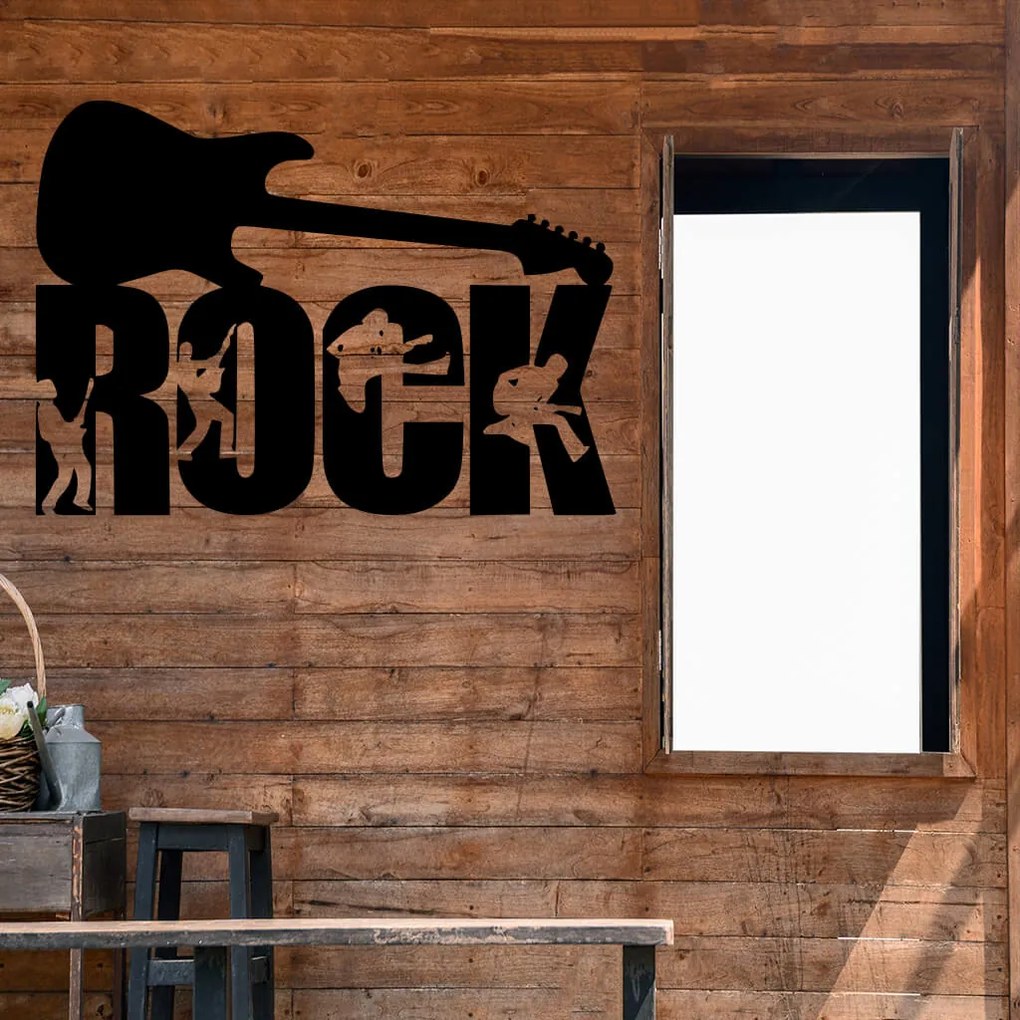 Veselá Stena Samolepka Nápis ROCK Farba: žlutá, Veľkosť: 80 x 55 cm