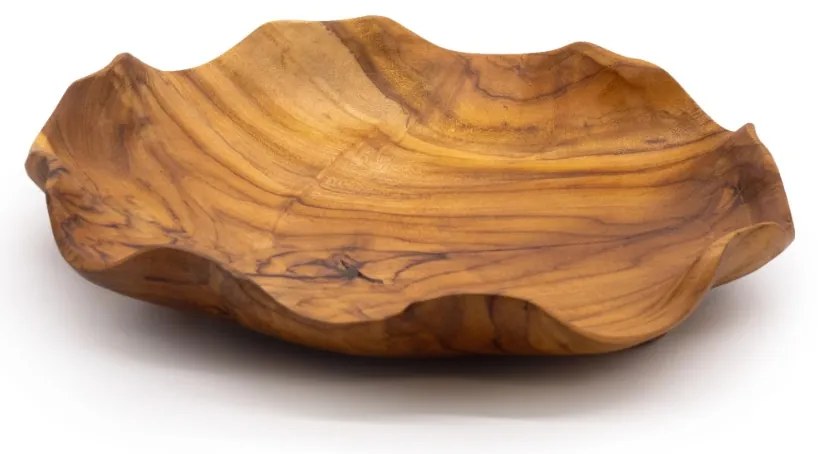 Hladká Okrúhla Miska na Ovocie z Teakového Dreva - 28 x 5,5 cm