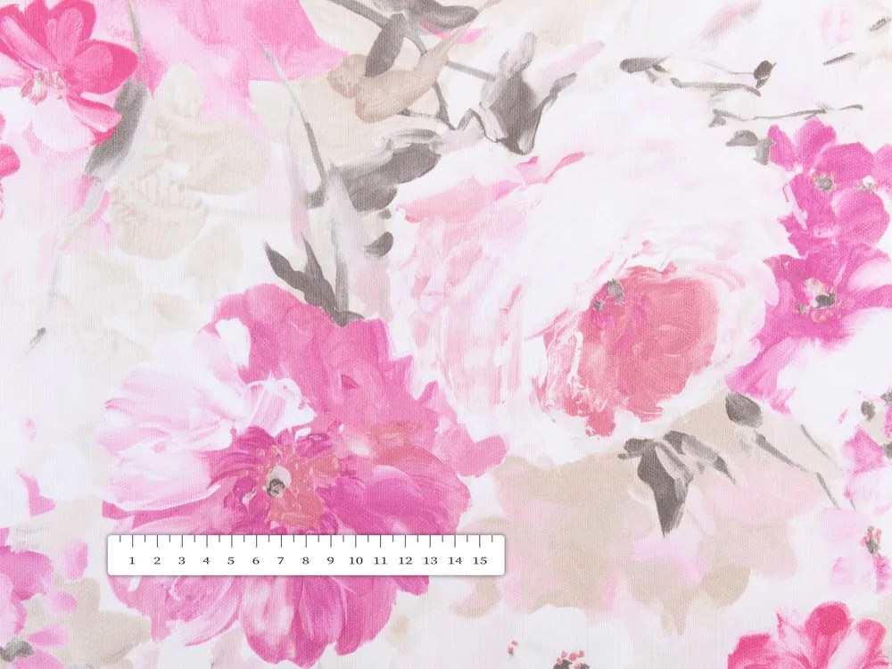 Biante Dekoračná obliečka na vankúš PM-030 Ružové maľované kvety 35 x 45 cm