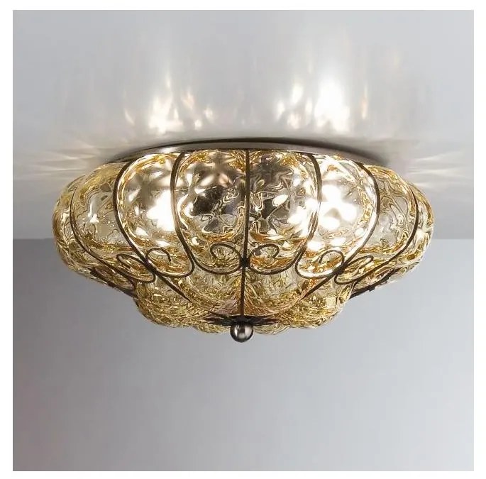 SIRU - Stropné svietidlo SOLE 3xE14/40W/230V pr. 31 cm béžová/chróm benátske sklo