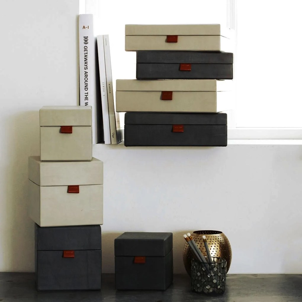MONOGRAPH Úložný box (kocka) Dark grey/Beige Tmavošedý - menší