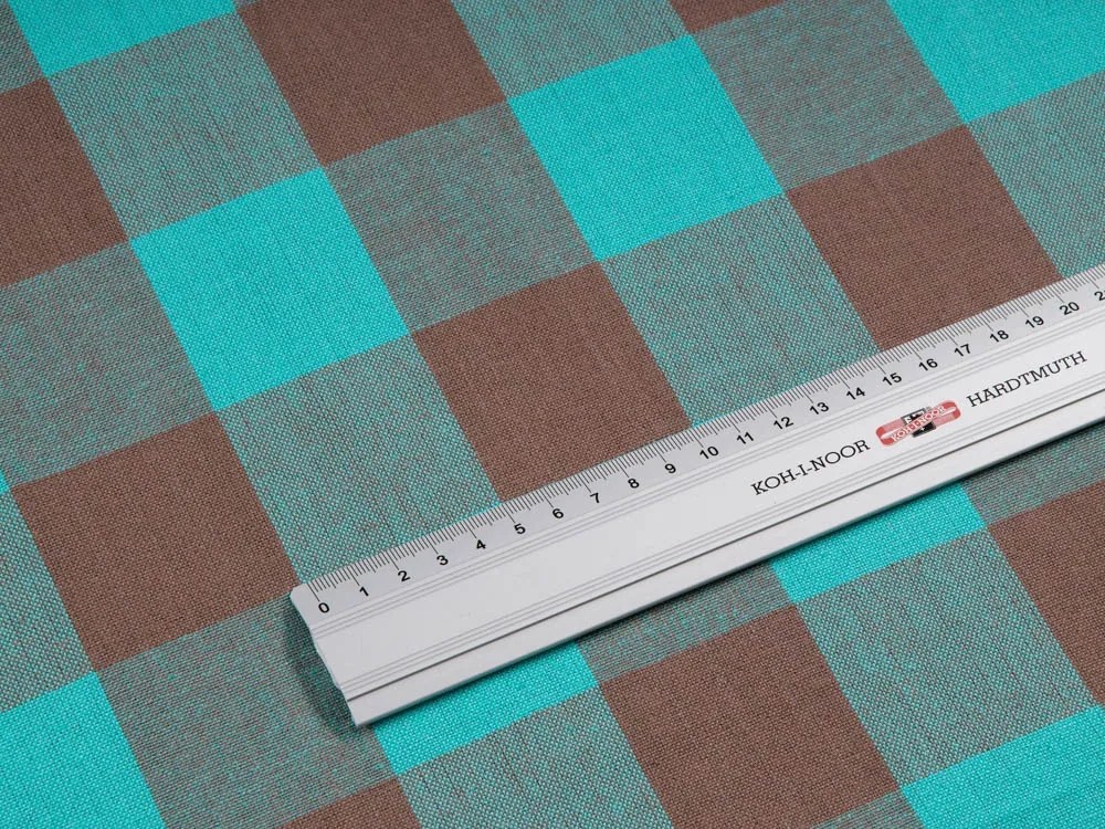 Biante Bavlnený záves Olivia OL-018 Tyrkysovo-hnedá kocka veľká 140x140 cm