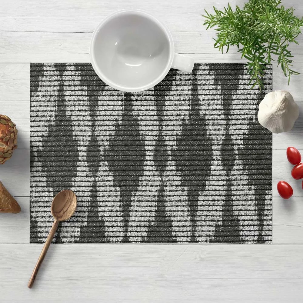 Biante Dekoračné prestieranie na stôl Leona LN-048 Tmavo sivé obrazce a pásiky 30x40 cm