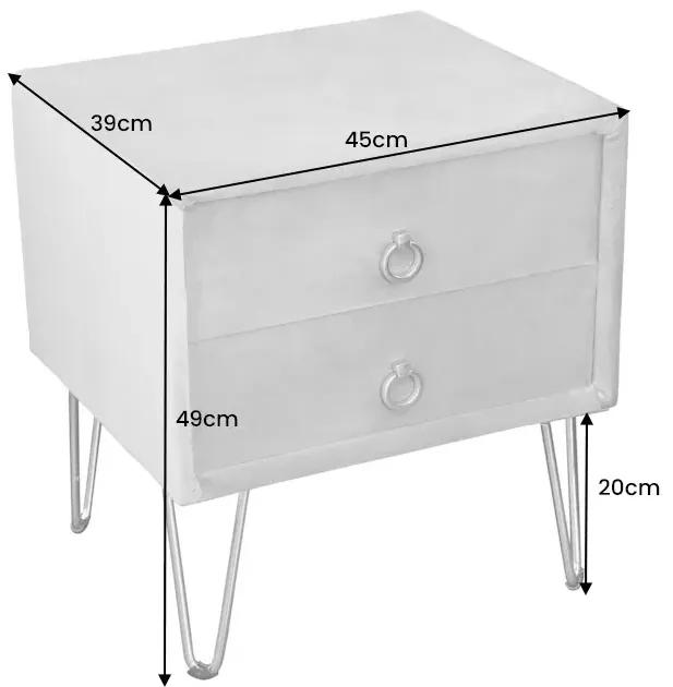 Dizajnový nočný stolík PEARL 50 cm, staroružový, zamat