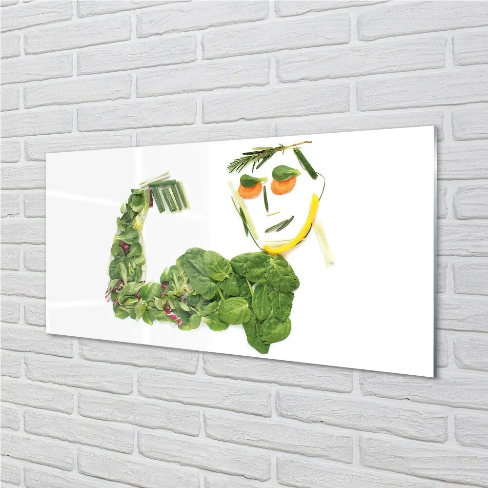 Obraz na skle Znak so zeleninou 100x50 cm