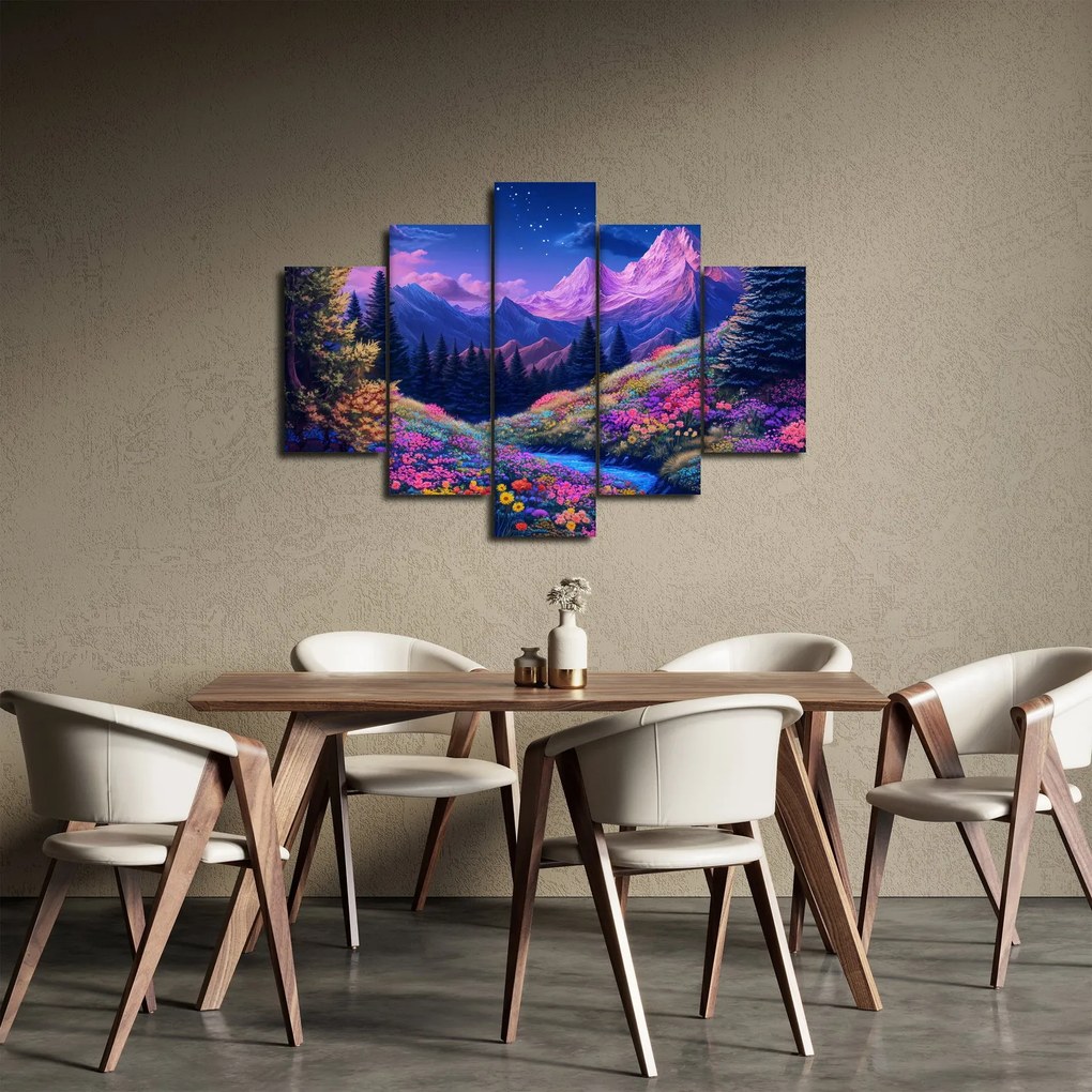 Obraz - Fialová krajina pri úplnku (150x105 cm)