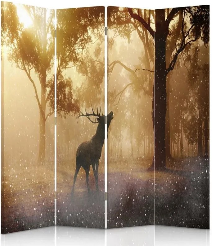 CARO Paraván - A Deer On A Rut | štvordielny | obojstranný 145x180 cm