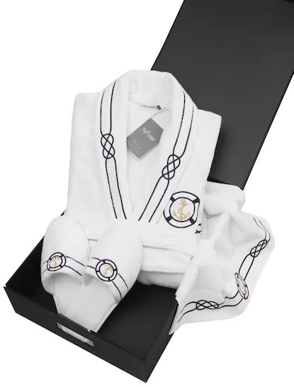 Soft Cotton Luxusný pánsky župan + uterák + papuče MARINE MAN v darčekovom balení