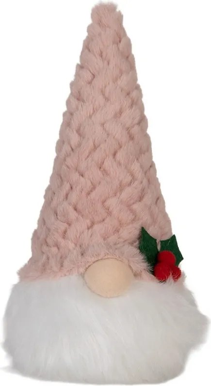 Vianočná svietiaca dekorácia škriatok Gnome LED v ružovej čiapke - 10*10*25 cm/ 3AA