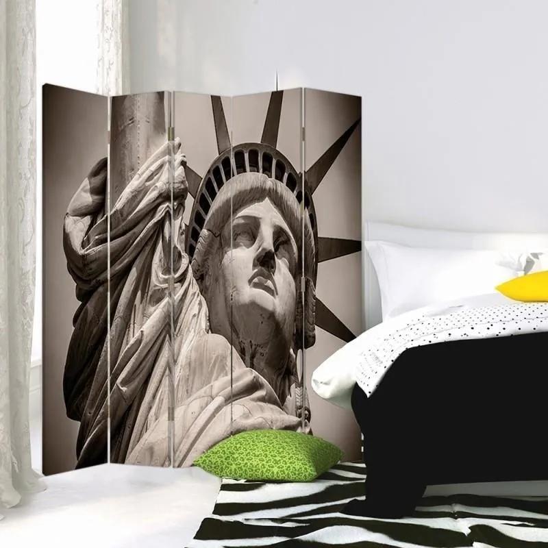 Ozdobný paraván, Monumentální socha Svobody - 180x170 cm, päťdielny, obojstranný paraván 360°