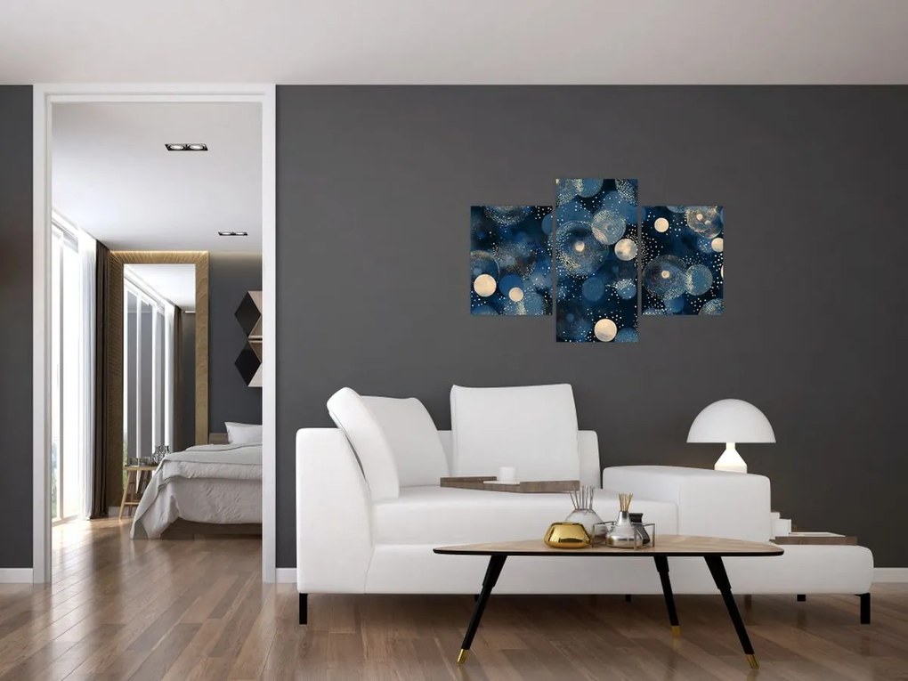 Obraz - Modro-zlaté krúžky (90x60 cm)
