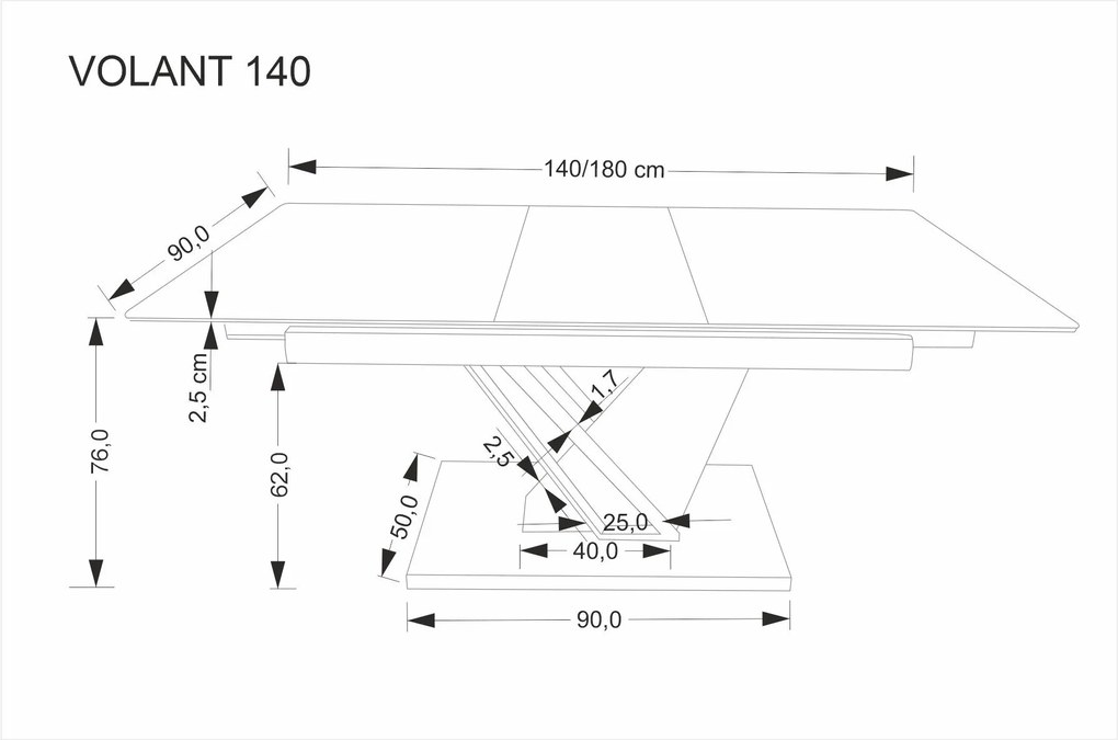 Rozkládací jídelní stůl Volant 140/180 cm dub zlatý/černý mramor