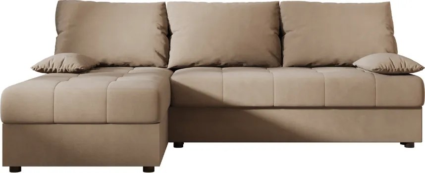 Rozkladacia obojstranná sedacia súprava do L VENORIA SLIM 200x143 cm, béžová + 2 vankúšiky ZDARMA