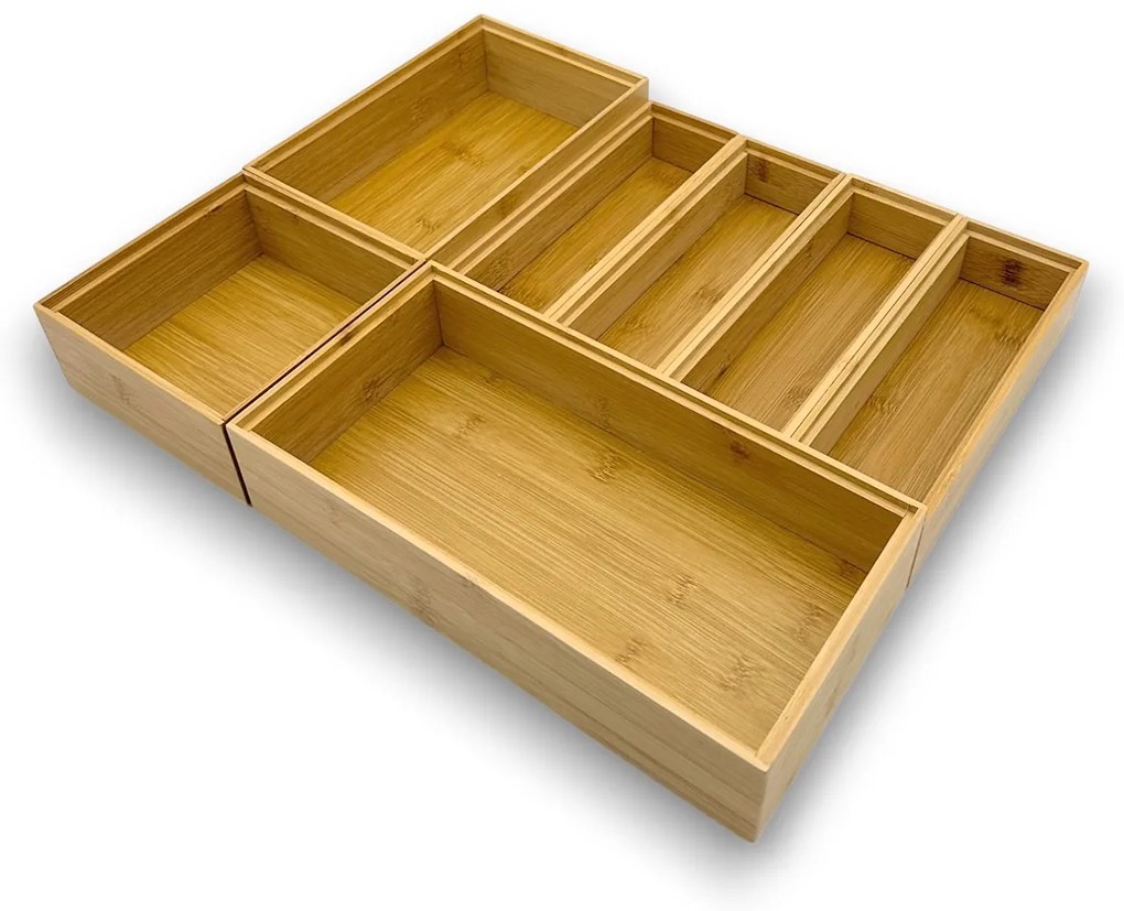 Zeller Present Súprava 7 ks bambusových organizérov do zásuvky, BAMBOOZ, 38 x 45 cm