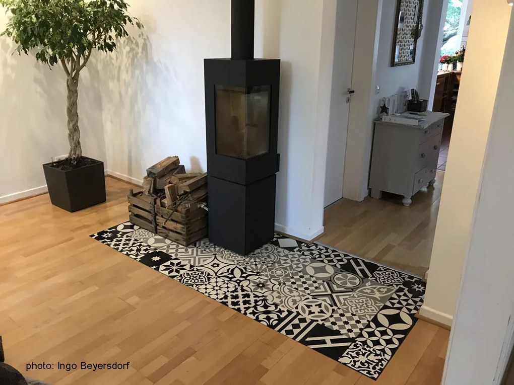 Cementové dlaždice patchwork čierna, biela | Articima