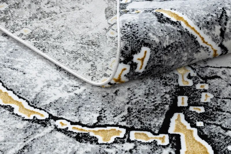 Dywany Łuszczów, Kusový koberec Gloss 528A 58 3D mramor ivory/black, 80x150, šedá, kancelária