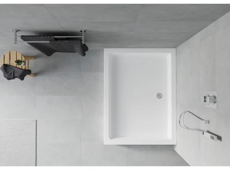 Mexen Rio, obdĺžniková sprchová vanička 120x80x14 cm + chrómový sifón, biela, 45108012