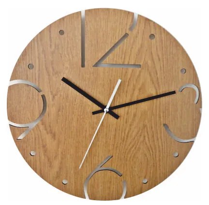 Drevené nástenné hodiny s vyrezávanými číslami I SENTOP HDFK005