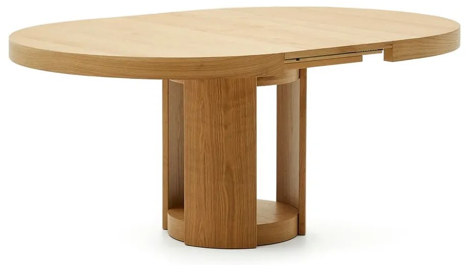 Okrúhly rozkladací jedálenský stôl s prídavnou doskou v dekore duba ø 150 cm Artis – Kave Home