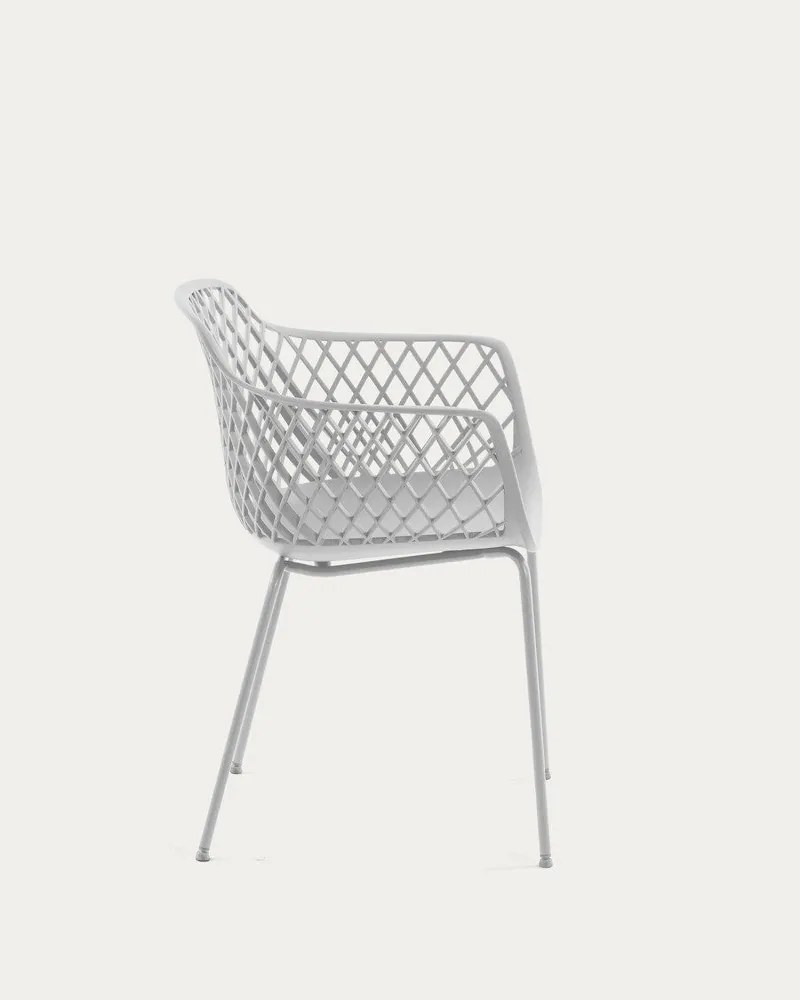 Biela kovová záhradná stolička Quinn – Kave Home
