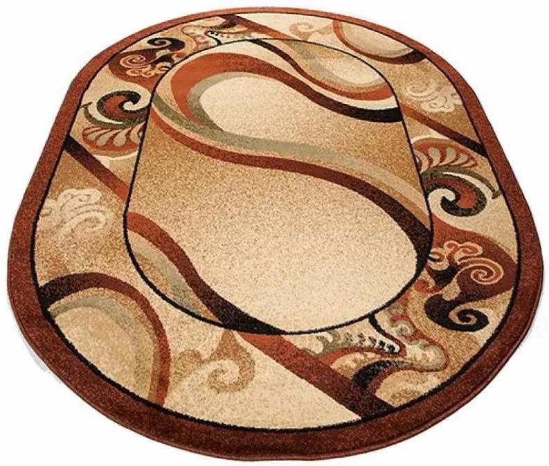 Kusový koberec Vlnenie hnedý ovál, Velikosti 70x140cm