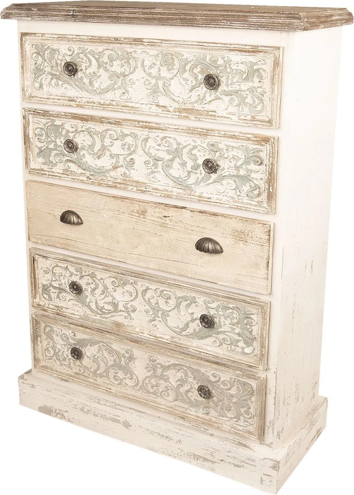 Drevená komoda so zásuvkami a ornamenty - 85 * 36 * 120 cm