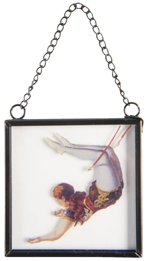 Sklenený obrázok s retiazkou a akrobatom  - 7*1*7 cm