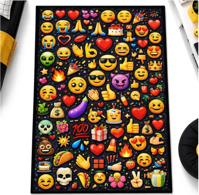 Protišmykový herný koberec Emoji 3D