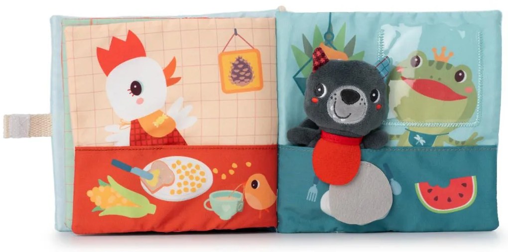 Lilliputiens - textilná knižka s prstovou bábkou - vlk Ľudovít sa učí jesť