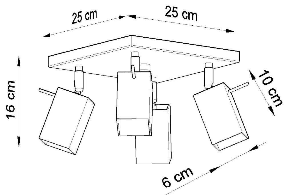 Stropné svietidlo Merida, 4x biele kovové tienidlo, (možnosť polohovania)