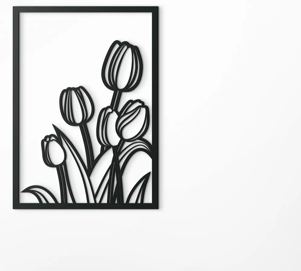 drevko Moderný drevený obraz Tulipány Rozmer obrazu: 44,5 x 32 cm, Farba dekorácie: Čierna