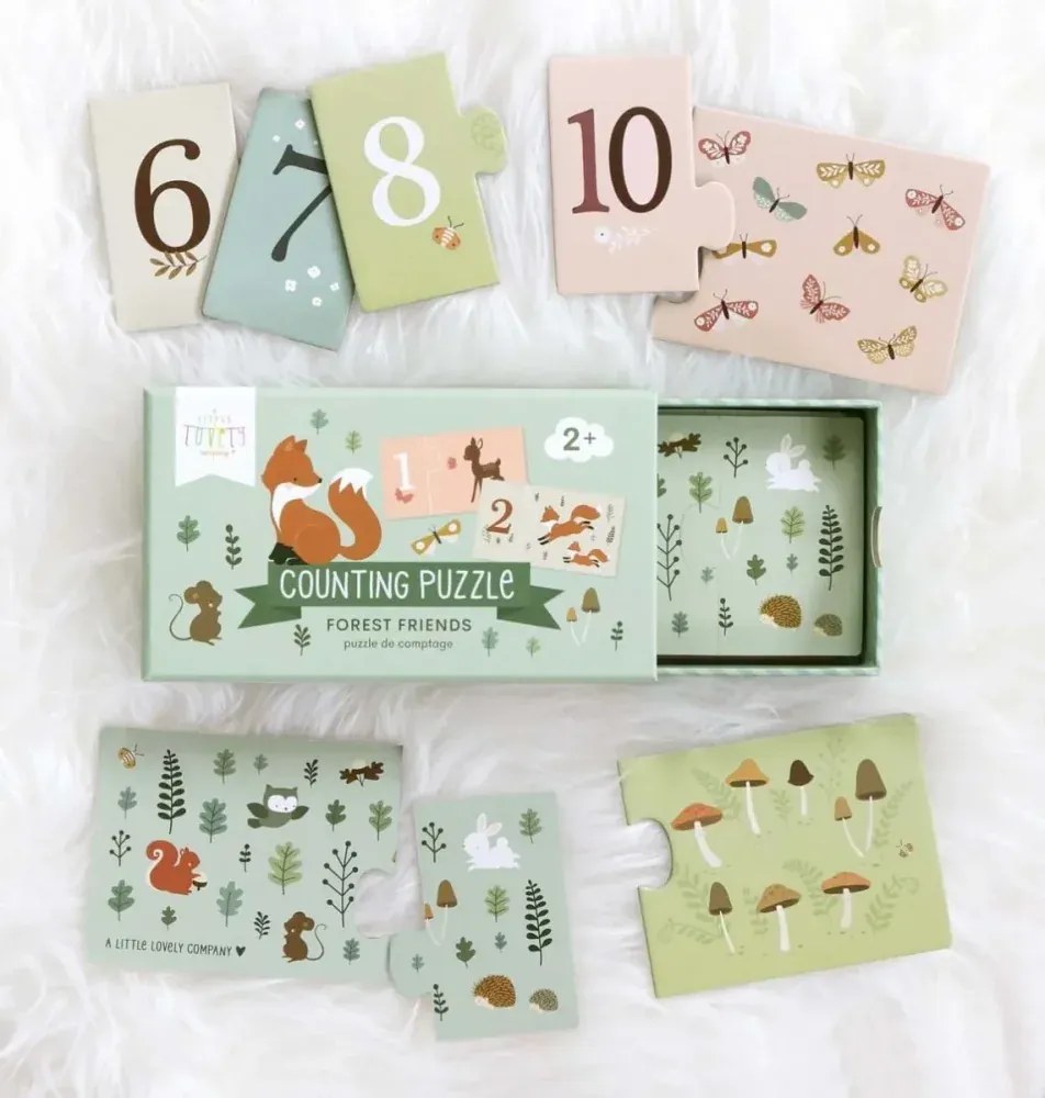 Počítanie puzzle: lesní priatelia