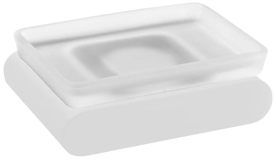 Biela nástenná sklenená nádobka na mydlo Flori – Sapho