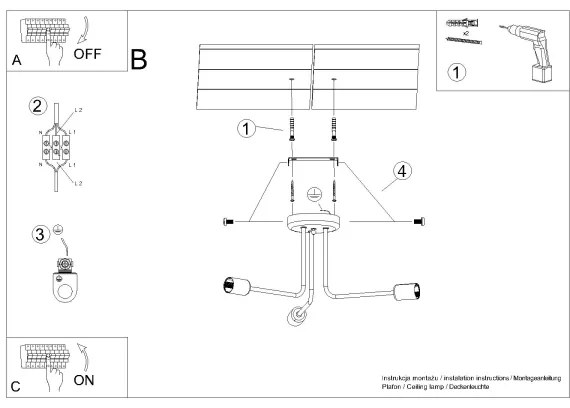 Sollux SL.1450 - Luster na tyči NORAH 3xE27/15W/230V čierna
