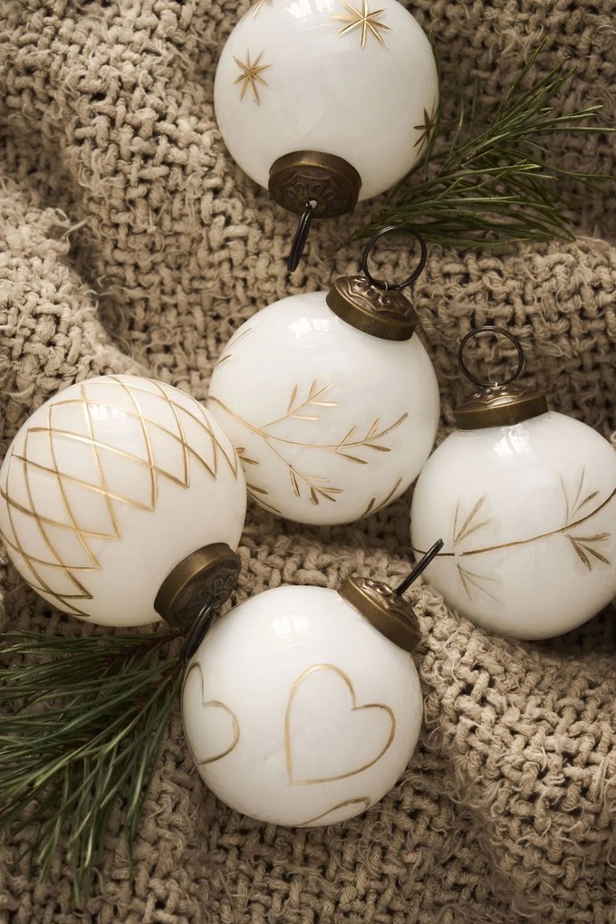 Ib Laursen Vianočná ozdoba White Gold Engraving Typ D