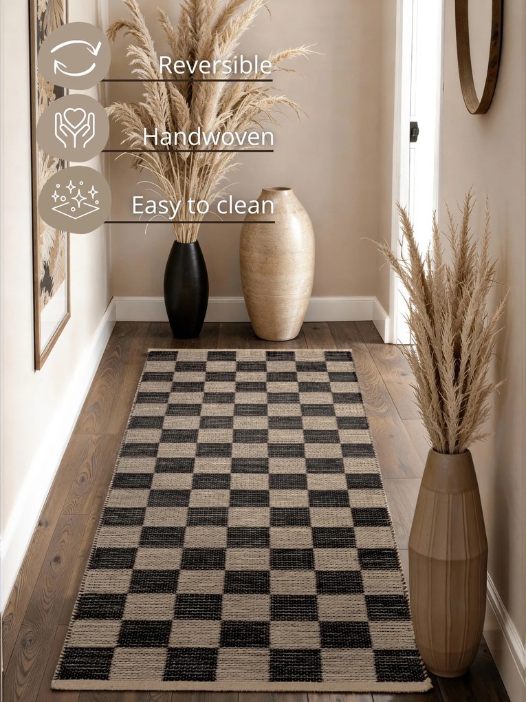 Hanse Home, Behúň Handloom 106333 Rex White Black, 80x200, čiernobiela, chodba / predsieň