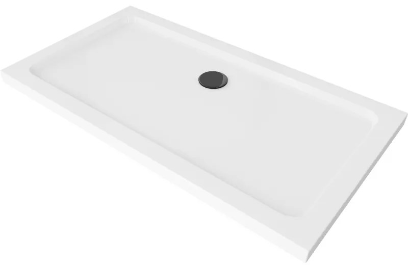 Sprchová vanička MEXEN FLAT s čiernym sifónom 120 x 70 cm biela