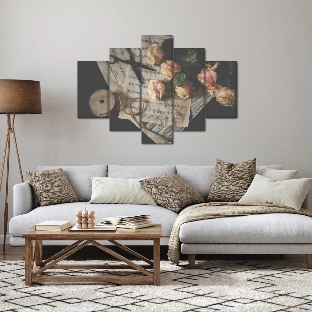 Obraz nôt a ruží (150x105 cm)