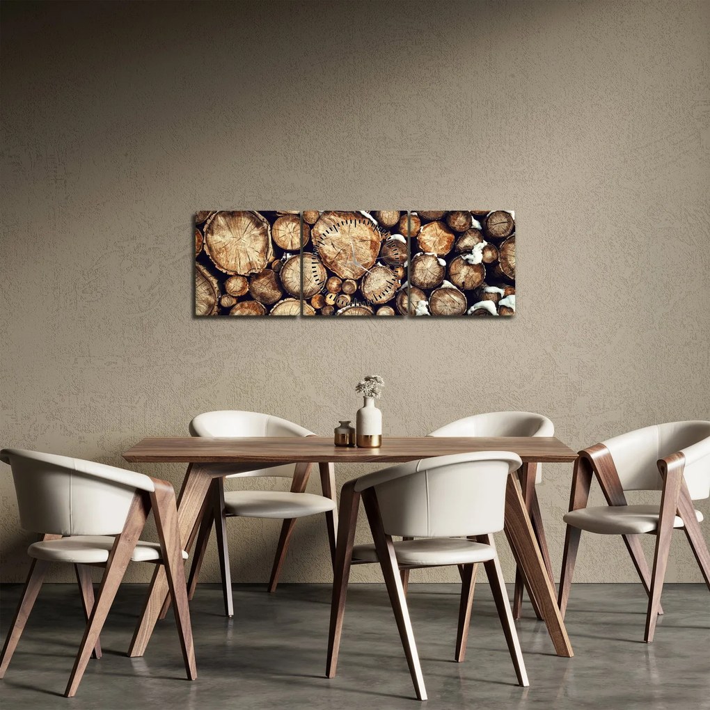 Obraz - Drevo v snehu (s hodinami) (90x30 cm)