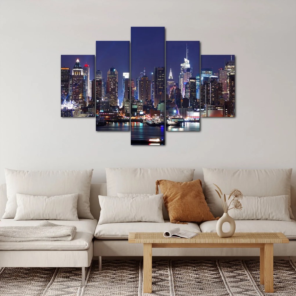 Obraz - Osvetlené New Yorské mrakodrapy (150x105 cm)